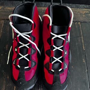 Red and Black High-Top Sneakers